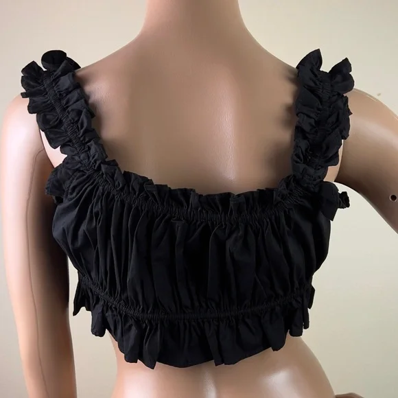 NEW WEWOREWHAT BLACK DOUBLE TIE CROP TOP - Picture 4 of 4